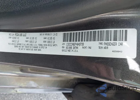 2015 Chrysler 200 Limited from USA, damaged, VIN 1C3CCCAB2FN649739